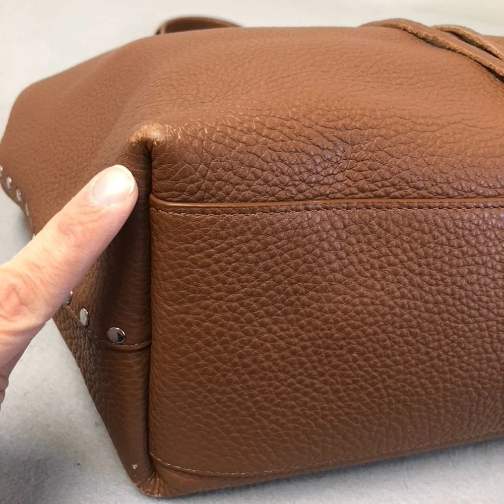 Rebecca Minkoff Darren Signature Carryall Hobo Bag Large Brown Pebbled Leather